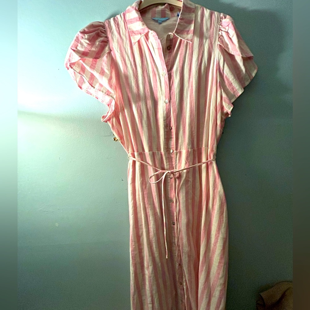 Draper James Shirt Dress, pink & White Stripes. Worn once.